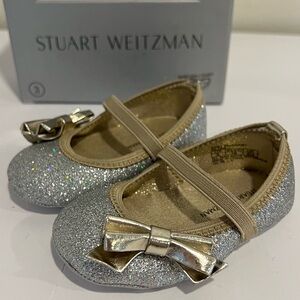 Stuart Weitzman Baby Glitz Ballet Flats Silver Gold Size 3 (6-9M)